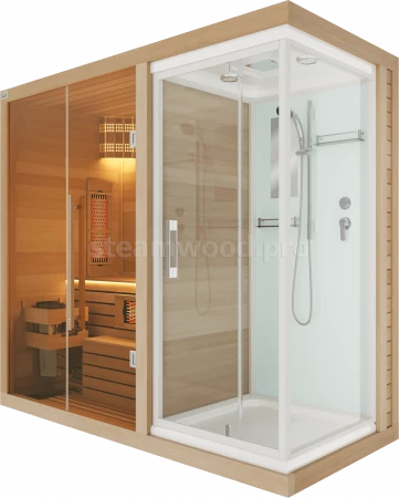 Двухместная комбинированная сауна Luxury из кедра с Душевой кабиной